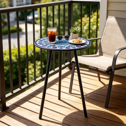 Outdoor Side Table Set of 2 Patio Side Tables for Outside Black End Tables Sm...