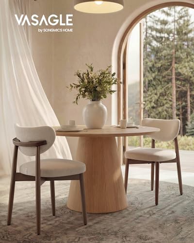 VASAGLE Wooden Dining Chairs Set of 4, Upholstered Kitchen Chairs | Solid Woo...
