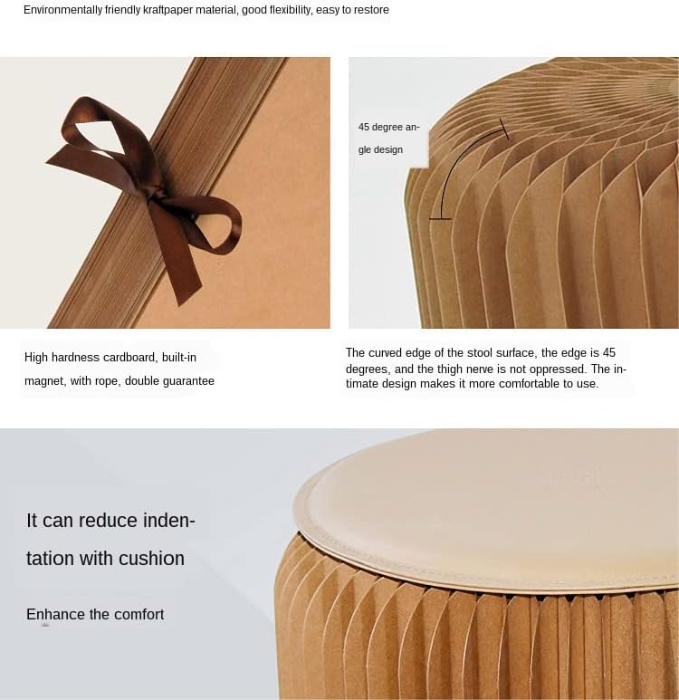 Brown Craft Paper Potable Stool - Folded Like A Book for Space Saving - Foot ...