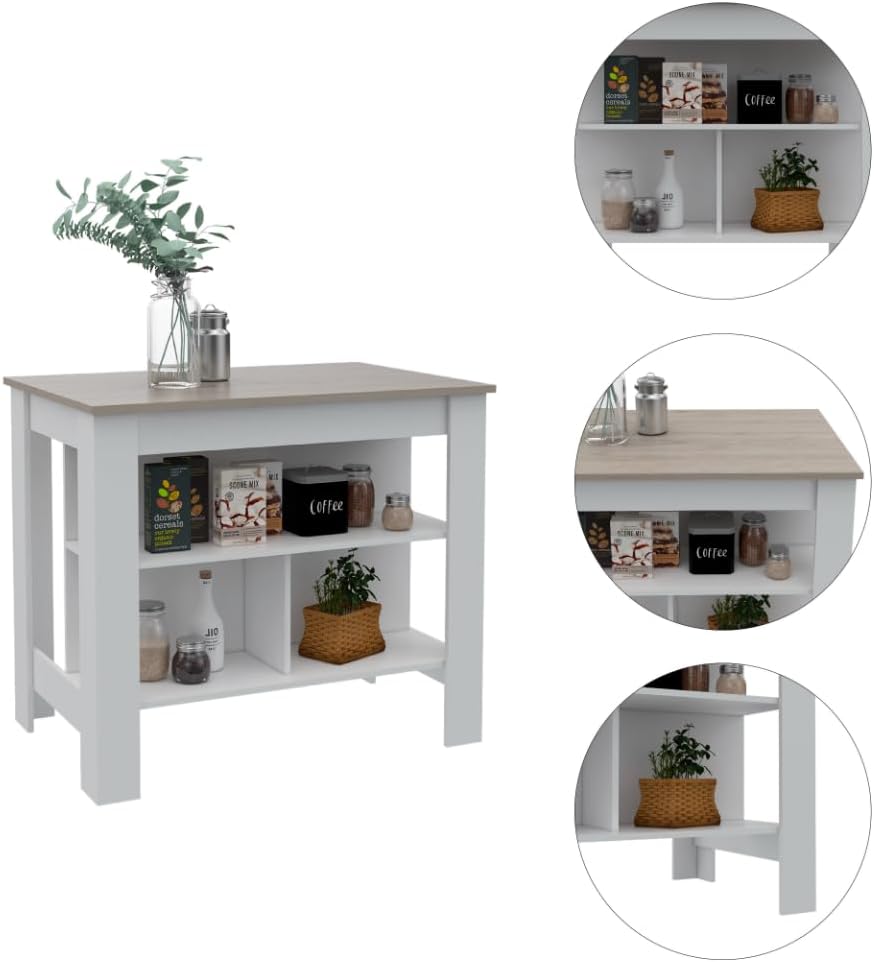 10-Shelf Kitchen Set with Island and Foldable Table | Includes 10 shelves for...