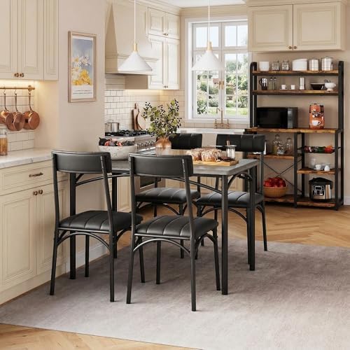 IDEALHOUSE Dining Table Set for 4, Kitchen Table and Chairs for 4 with Uphols...