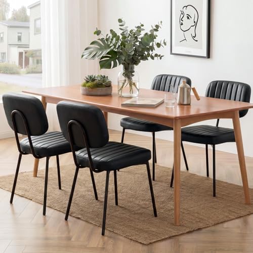 OLIXIS Dining Chairs Set of 4, Upholstered Kitchen Chairs, Black