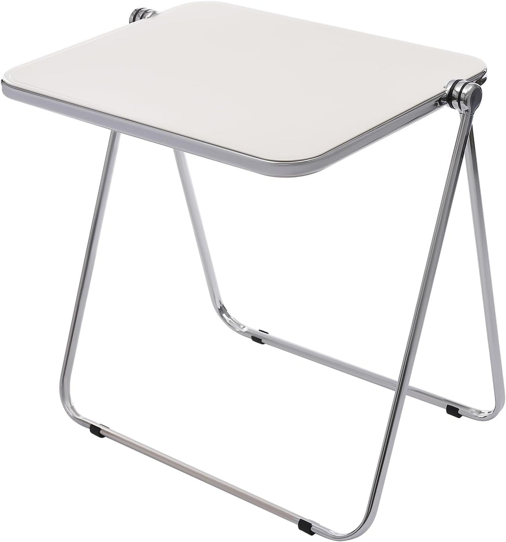 Foldable Side Table 27 Inch - Clear Tea Tinted Portable Desk|Space-Saving Nes...