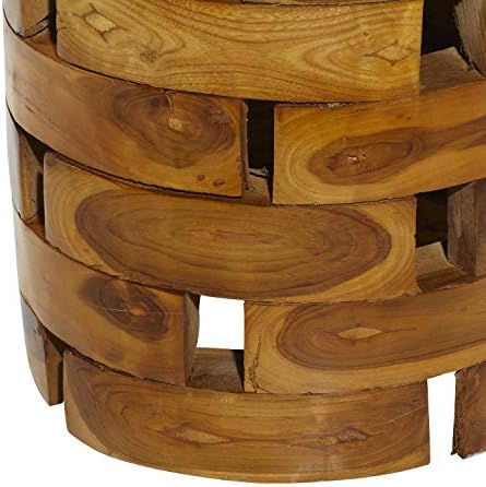 Deco 79 Teak Wood Handmade Side End Accent Table Live Edge End Table with Bri...