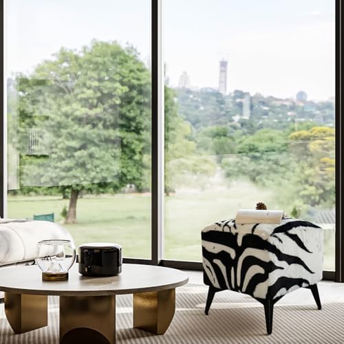 Zebra Print Velvet Ottoman, Plush Upholstered Footstool, Western Style | 16x1...
