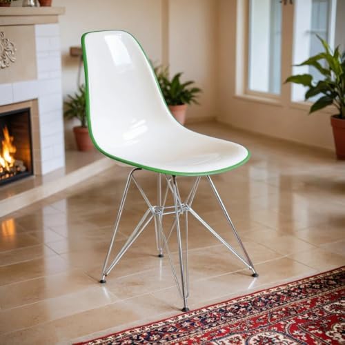 LeisureMod Cresco Acrylic Dining, Modern Chrome Eiffel Base and Curved Back D...