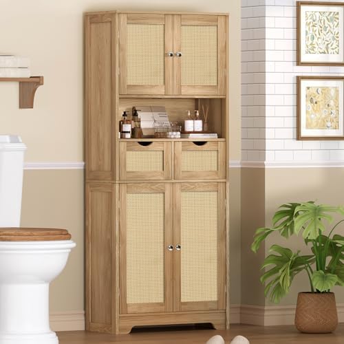 TEENFON 57.8" H Tall Storage Cabinet with 2 Drawers & 2 Adjustable S...