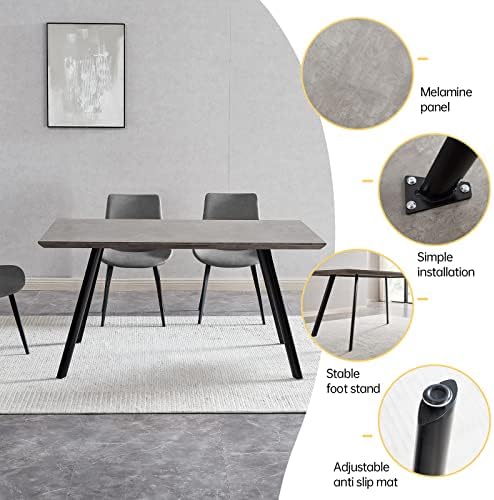 ZckyCine Modern Dining Table Set, 5-Piece, 46.5", 4 Upholstered Chairs