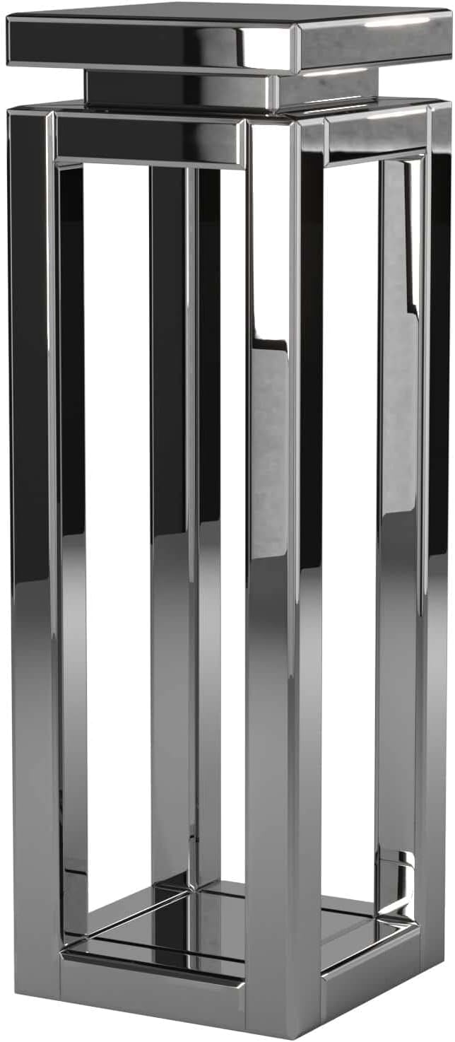 Howard Elliott Collection Small Silver Mirrored Pedestal Accent Table for Hom...