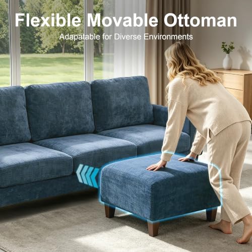 L Shaped Sectional Couch for Living Room, Modular Small Sofa with Ottoman | 9...