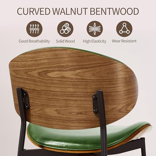 Art Leon Mid Century Modern Dining Chairs Set of 2 Armless Accent Green