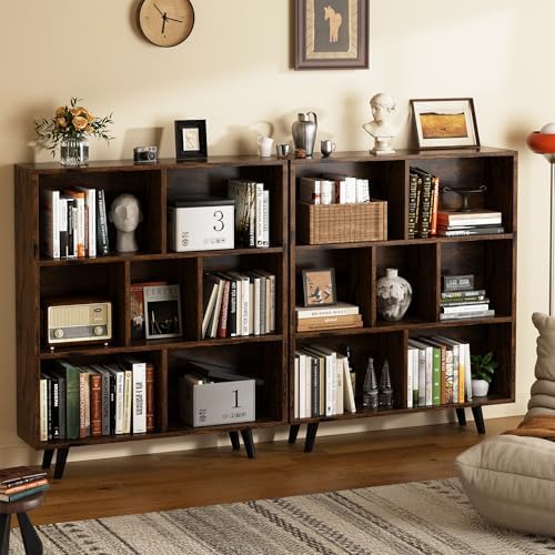 Shintenchi Cube Storage Organizer, 3 Tier Mid-Century Bookcase with Legs Cube...