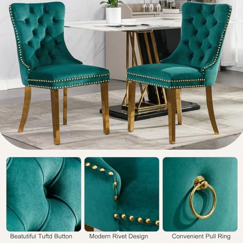 3-Piece Round Marble Dining Table Set for 4 with Velvet Chairs | Modern Faux ...