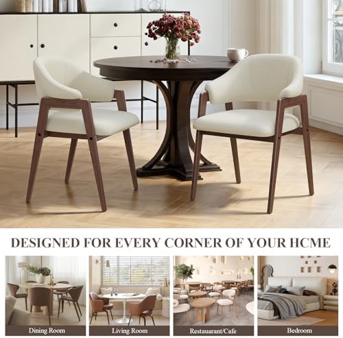 MALOL Wooden Dining Chairs Set of 2, Modern Fabric Upholstered Dining Room Ch...