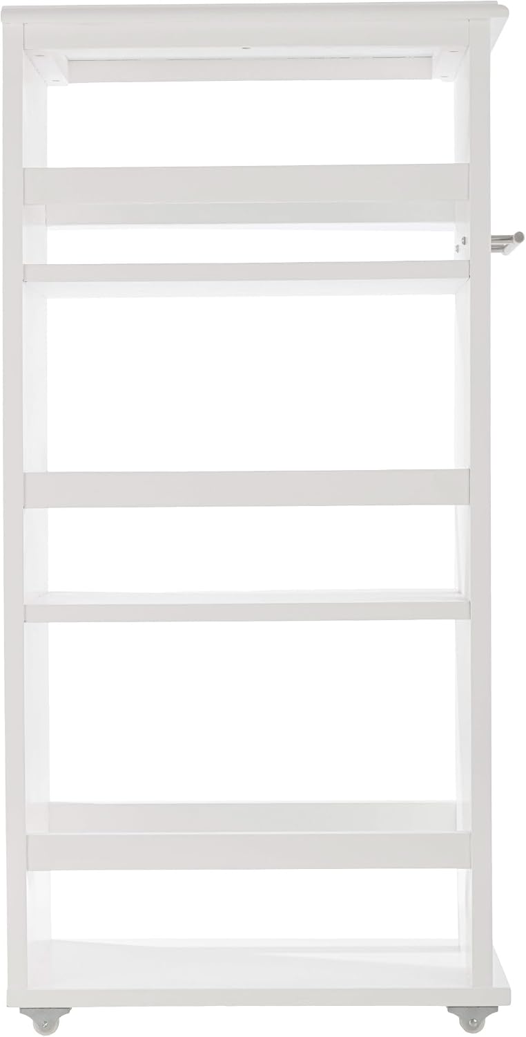 Lavish Home 3 Tier Slim Utility Rolling Storage Cart, White, 16.7”W x 9”D | N...