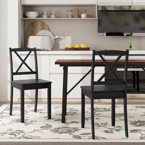 Giantex Wood Dining Chairs Set of 2, Armless Kitchen Chairs w/Rubber Wood Leg...