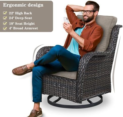 Belord Wicker Outdoor Furniture Patio Furniture Set - 6 Piece Patio Conversat...