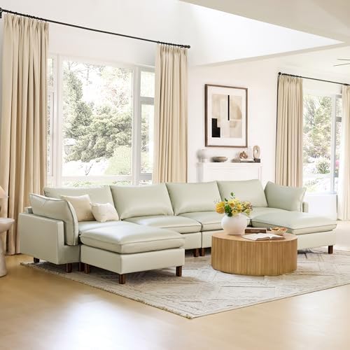 CHITA 161" Leather Super Large Sectional Couches for Living Room, Modula...