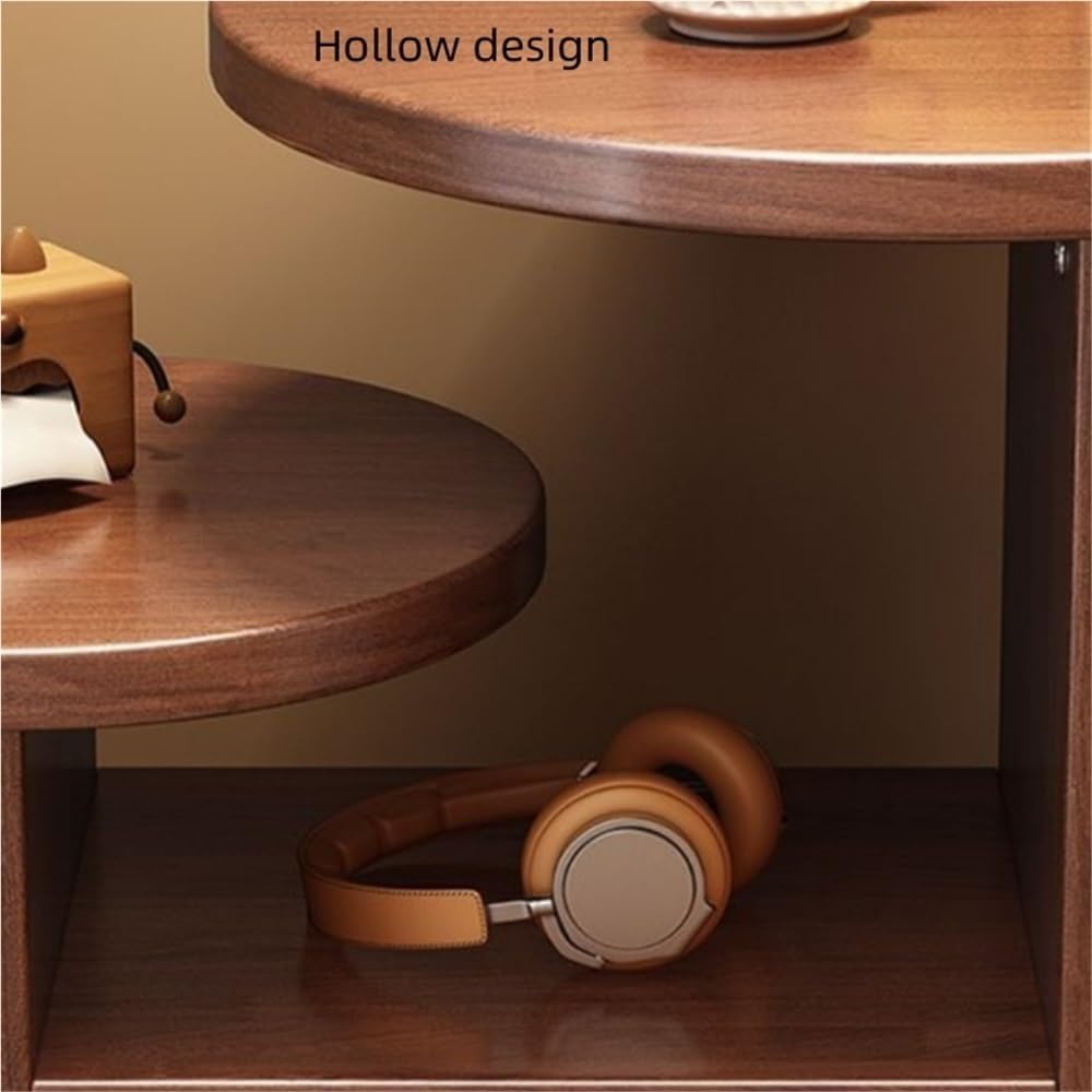 Round End Table with Cat Nest Nightstand Side Table with Storage Bedside Tabl...
