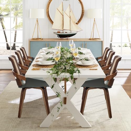 Set of 2 Kitchen & Dining Room Chairs - Green Dining Chairs with Walnut B...