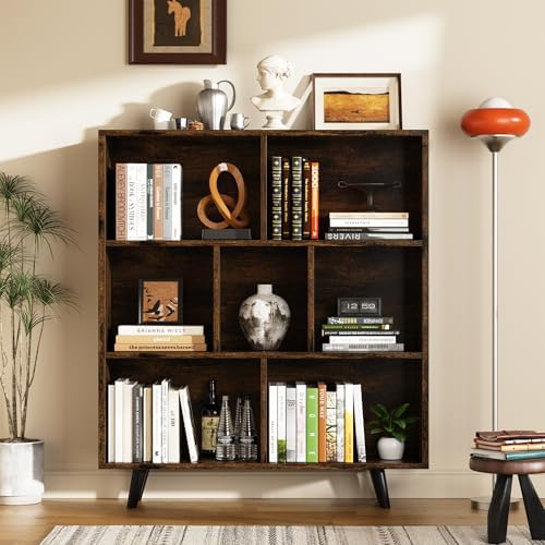 Shintenchi Cube Storage Organizer, 3 Tier Mid-Century Bookcase with Legs Cube...