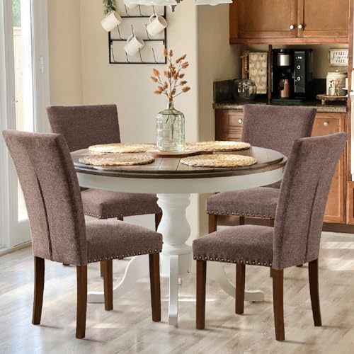 COLAMY Upholstered Parsons Dining Chairs Set of 4, Fabric Dining Room Kitchen...