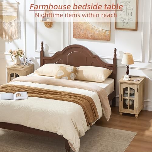 RWYHG Narrow Side Table, Farmhouse Nightstand with Charging Station | End Tab...