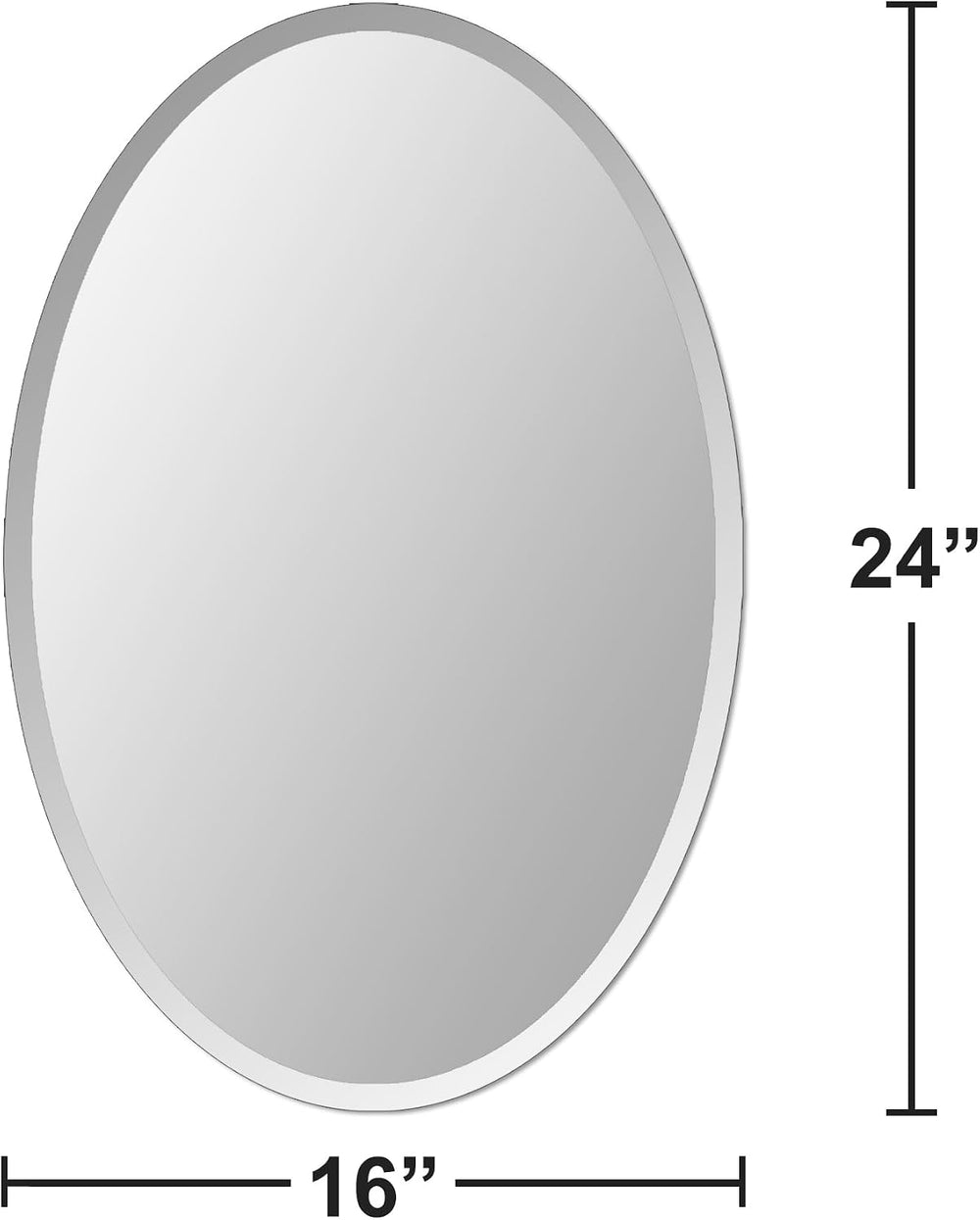 Bathroom Mirror for Over Sink 16" x 24" Oval Frameless Wall Mirror