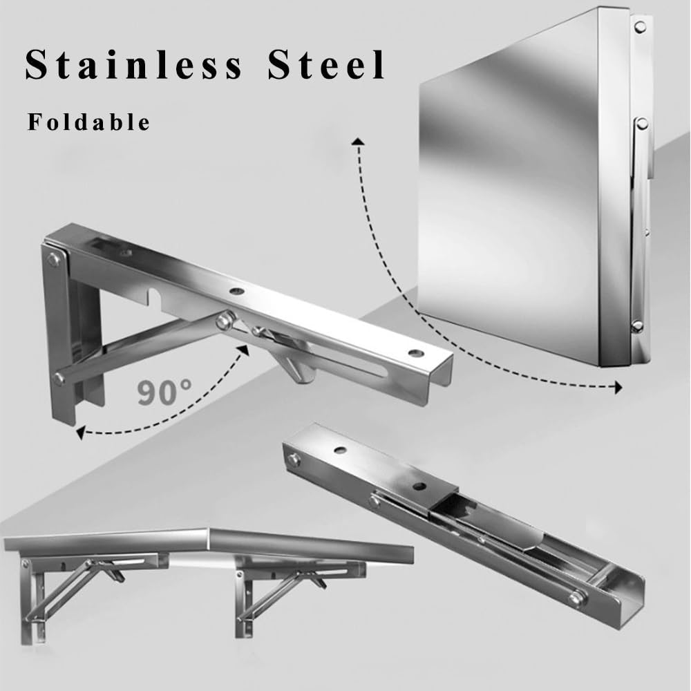 Laundry Folding Table Stainless Steel Wall Mounted Workbench, Desk Concession...