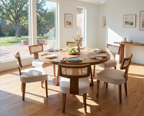 RIVOVA Rattan Dining Chairs Set of 6, Modern Dining Chair Kitchen Dining Room...