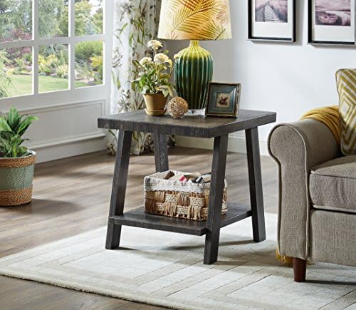 Roundhill Furniture Athens Contemporary Replicated Wood Shelf End Table in Ch...