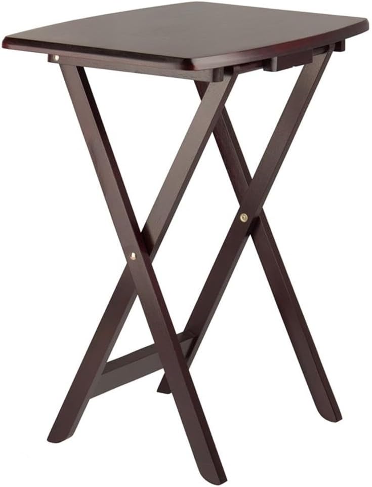 MAKLAINE 5-Piece Oversized Solid Wood Snack Table Set, Espresso Finish, Folda...