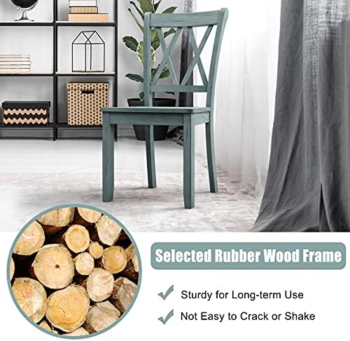 GIANTEX Set of 2 Dining Chairs, Rubber Wood Dining Room Chair, Farmhouse Dini...