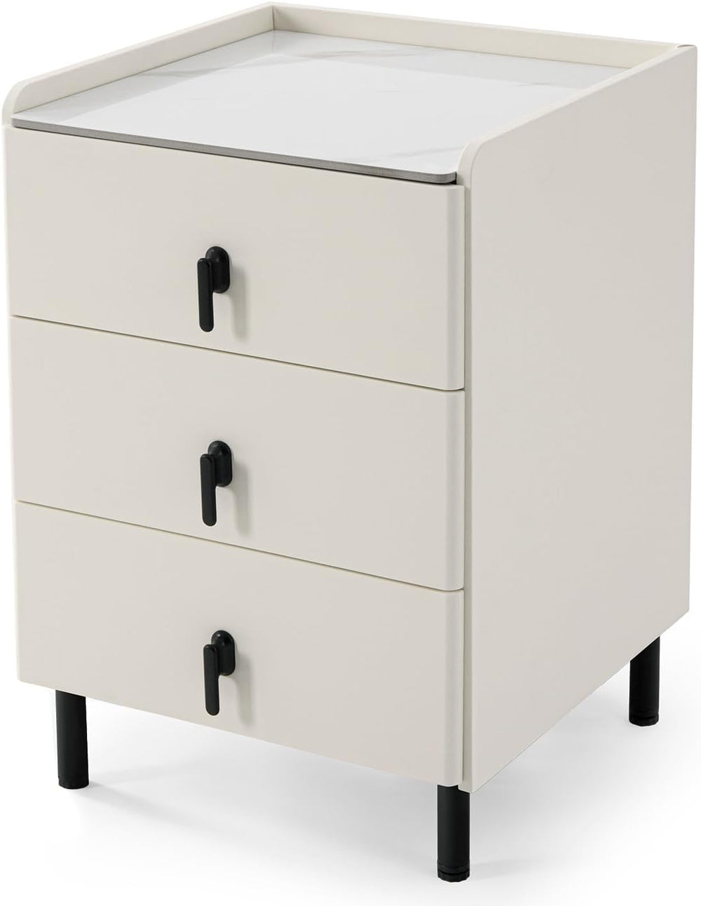 Lamberia Narrow Nightstand with 3 Drawers, Narrow Side Table, Small Bedside T...