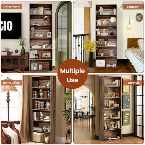 GRUSIGN 71" Tall 6-Tier Bookshelf, Large Open Display Bookcase with Ampl...