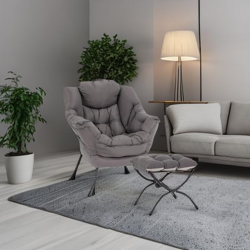 LITA Lazy Chair with Ottoman, Modern Accent Leisure Upholstered Lazy Sofa Arm...