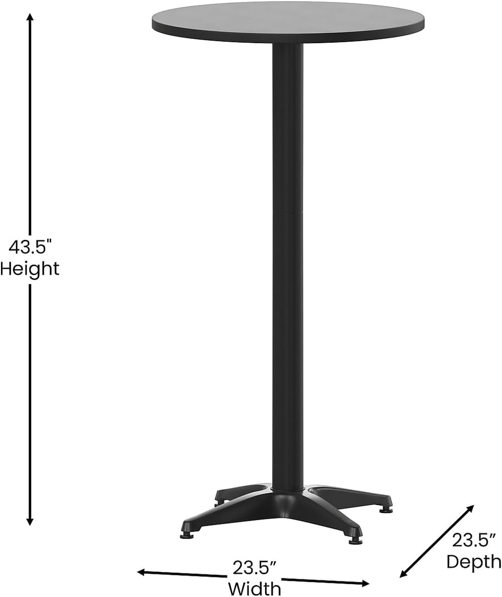 Flash Furniture 23.25 in Indoor/Outdoor Round Table with Flip-Up Top, Black