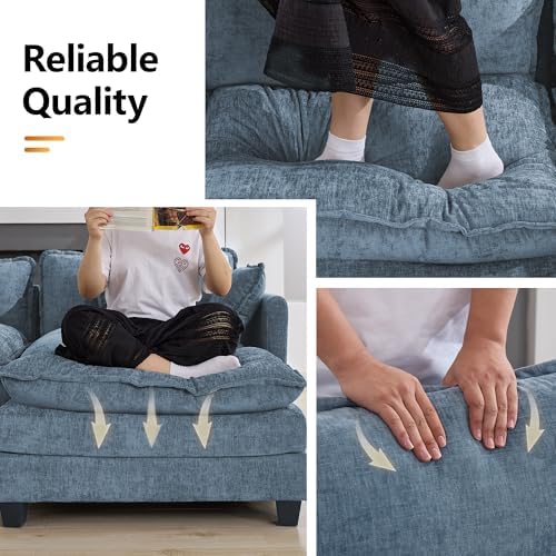 35‘’ Modern Chenille Cloud Sofa Ottoman,Rectangle Ottoman for Modular Section...