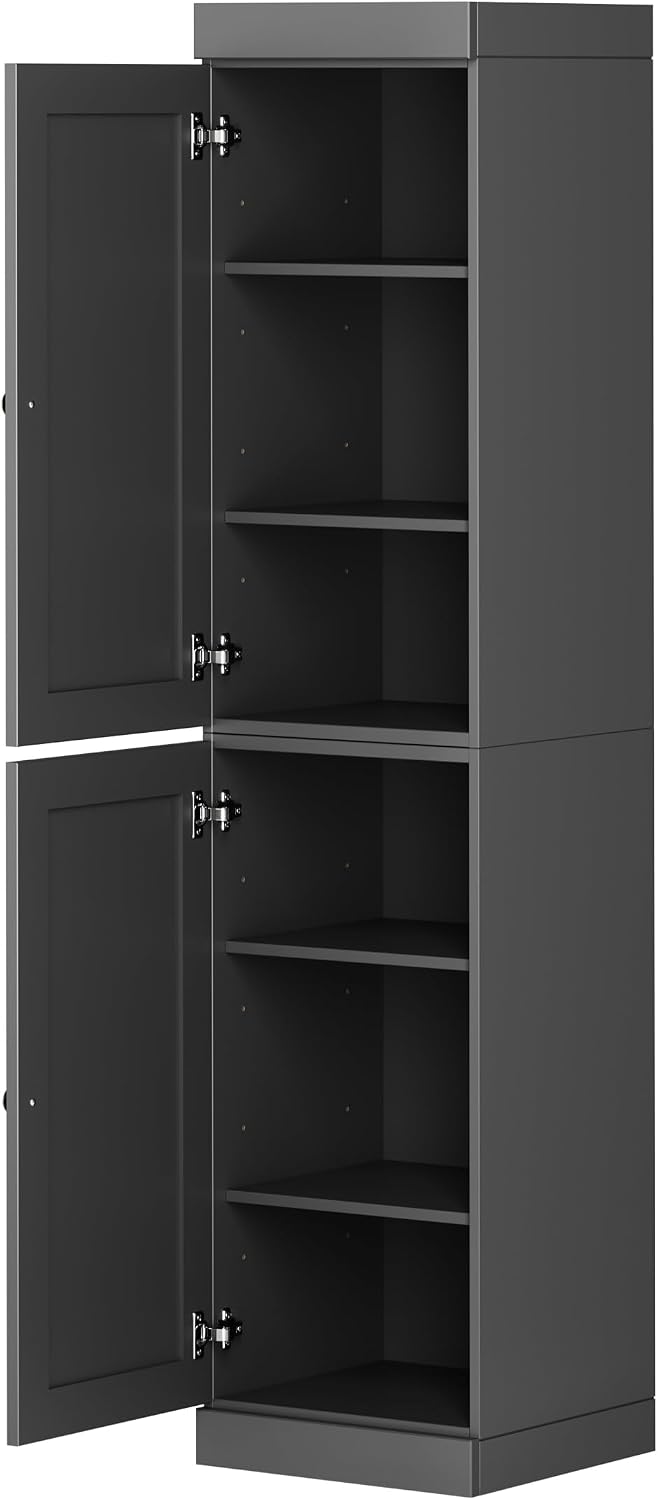 Palace Imports Solid Wood Pantry Cabinet - Tall Narrow Storage Cabinet with S...