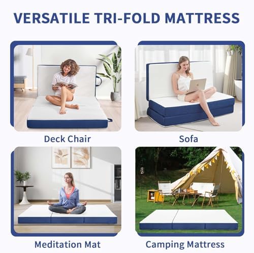 CYMULA Folding Mattress Twin, 6 Inch Memory Foam Tri-Fold Floor Bed and Futon...