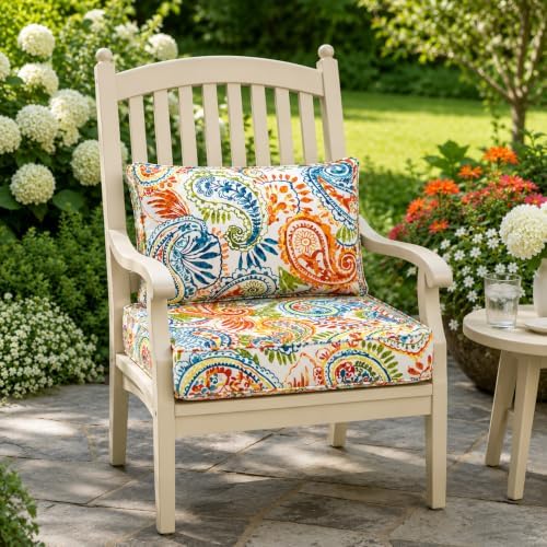 Outdoor Patio Seat/Back Chair Cushion Set 22"x22" Waterproof Fade-R...