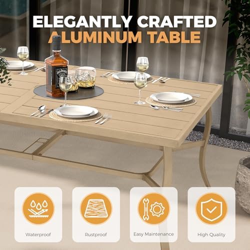 HAPPATIO Aluminum 9 Piece Patio Dining Set - Aluminum Outdoor Dining Set for ...
