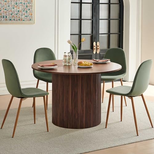 Dining Table Set for 4, Mid Century Modern 47 Inch Wooden Round Dining Table ...