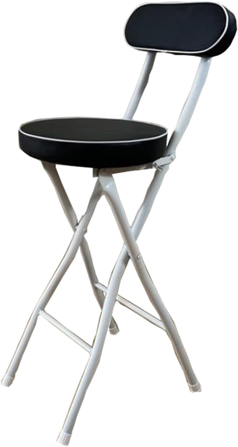 Portable Folding Stool, Non-Slip Feet, Kitchen Folding Stool with Backrest, P...