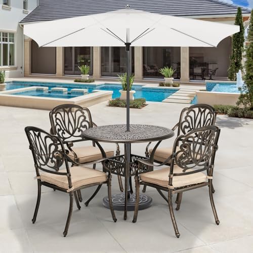 VINGLI 5-Piece Outdoor Patio Dining Set, Cast Aluminum All-Weather Outdoor Ta...