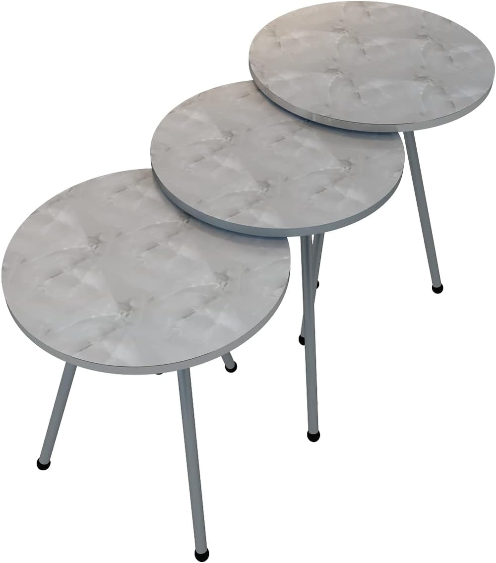 Set of 3 Nesting END Tables - Round Stacking Coffee Side Tables for Small Spa...
