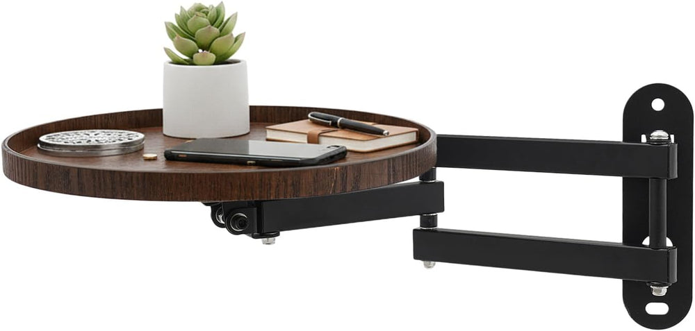 Wall Mounted Folding Table, Solid Wood Retractable Wall Desk w/Oval Base, 180...