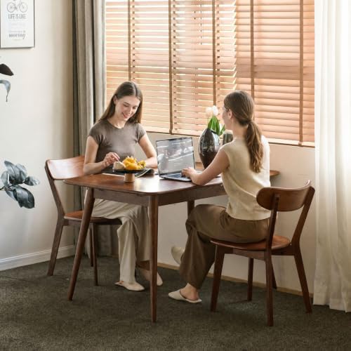 YESWOOD Oak Dining Chairs, 100% Solid Wood Kitchen Chairs with Curved Backres...