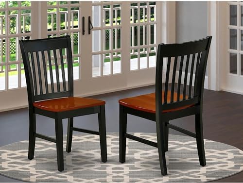 East West Furniture NFC-BCH-W Norfolk Dining Chairs - Slat Back Wood Seat Kit...