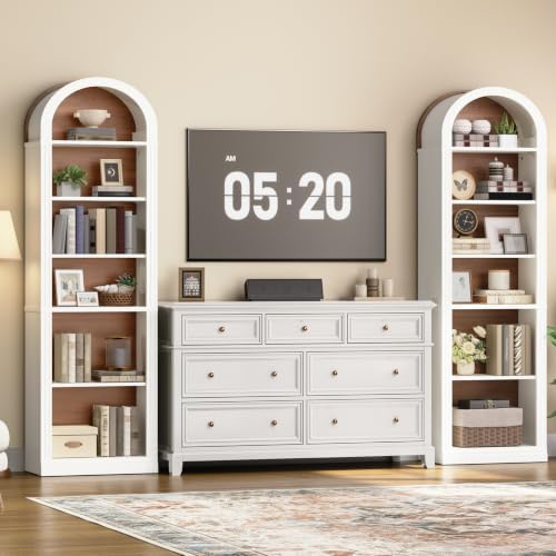 RALGEND Arched Bookshelf, 75.8" Tall Narrow Bookshelf, Arch Bookcase wit...